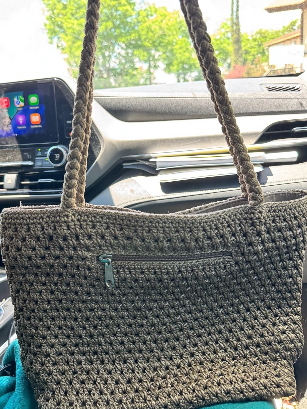 Handcrafted Woven Shoulder Bag in Dark Brown